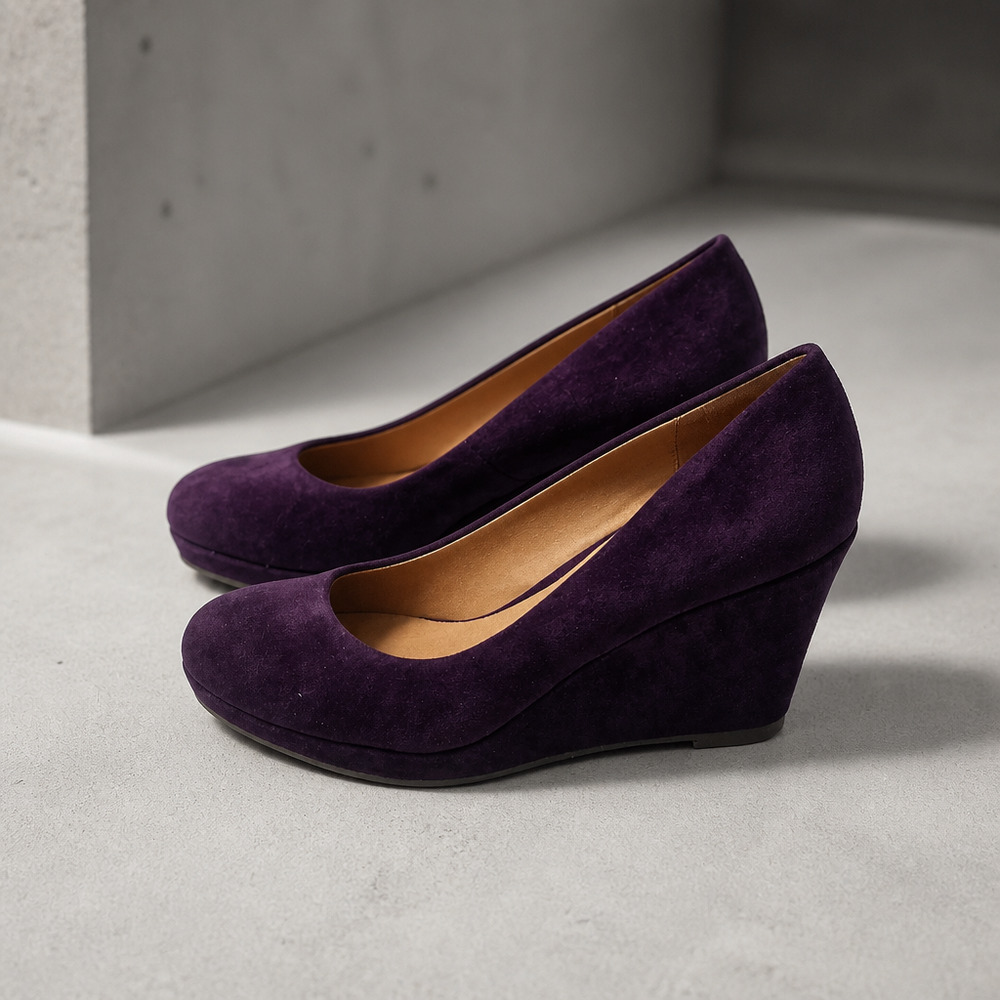 NIB Maurices 3.5" closed toe wedge eggplant (purple) size 10
